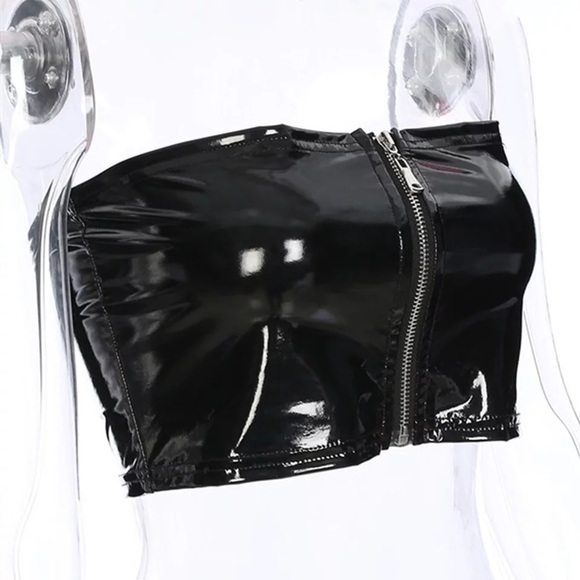 Women Leather Bustier Wrapped Chest Top - Picture 4 of 4